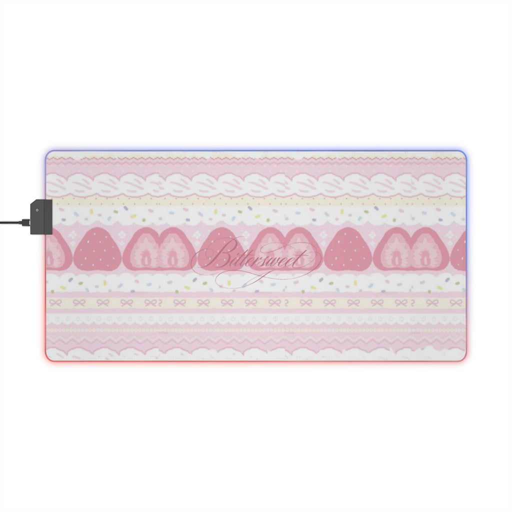 LED Gaming Mouse Pad — Pink Strawberry Kawaii RGB Desk Mat