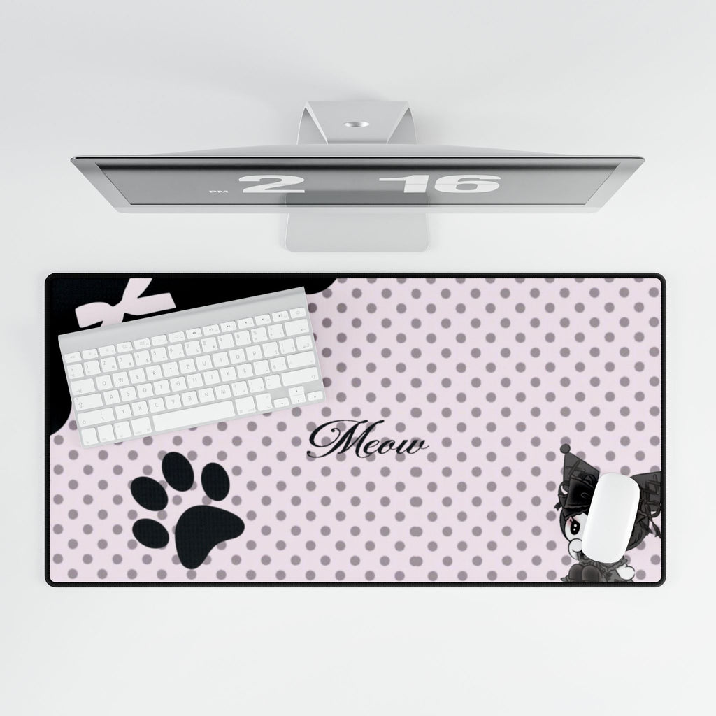 Cute Pink 'Meow' Cat Paw Desk Mat — Large Mousepad for Gamers & Cat Lovers