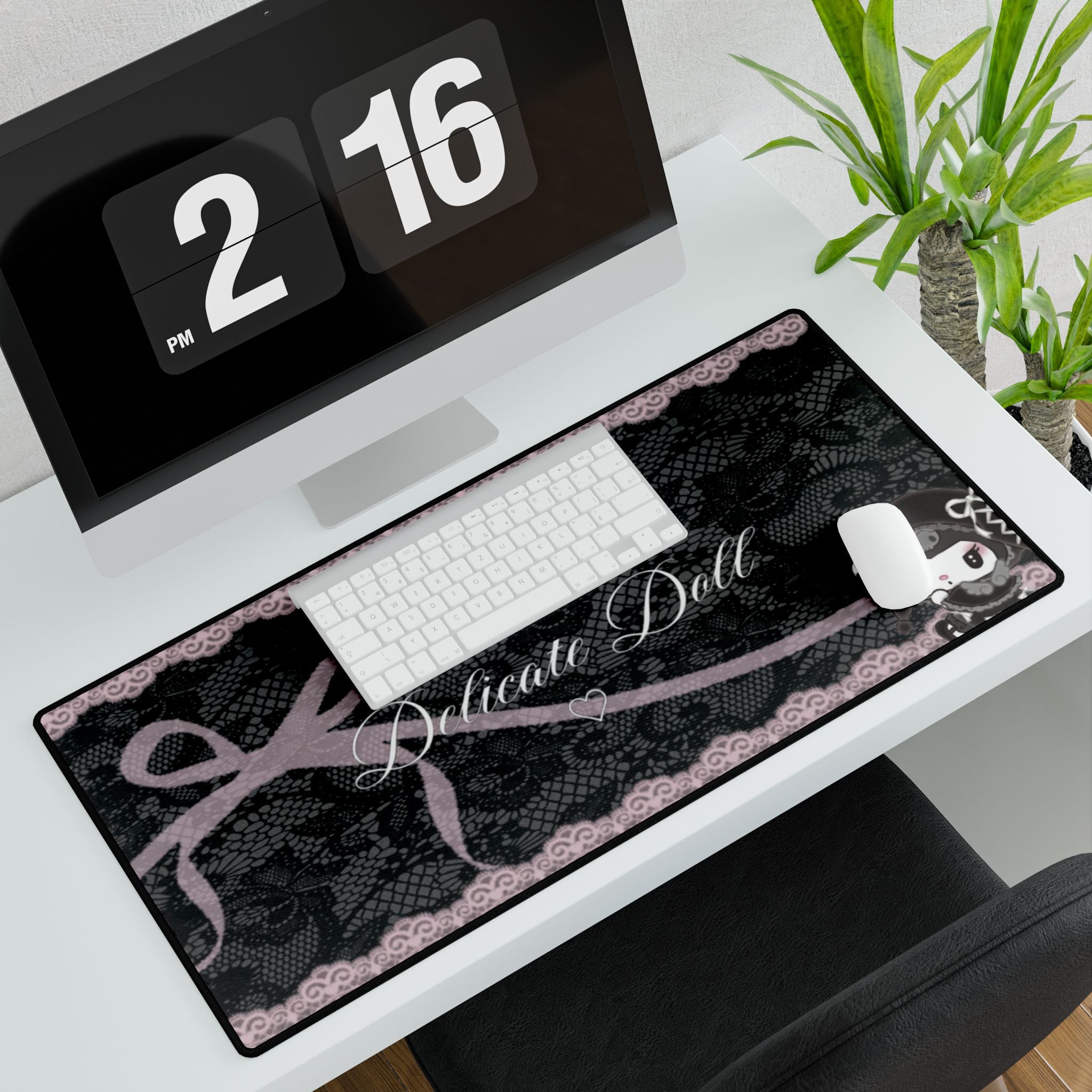 Delicate Doll Lace Desk Mat — Cute Gothic Gaming Mousepad
