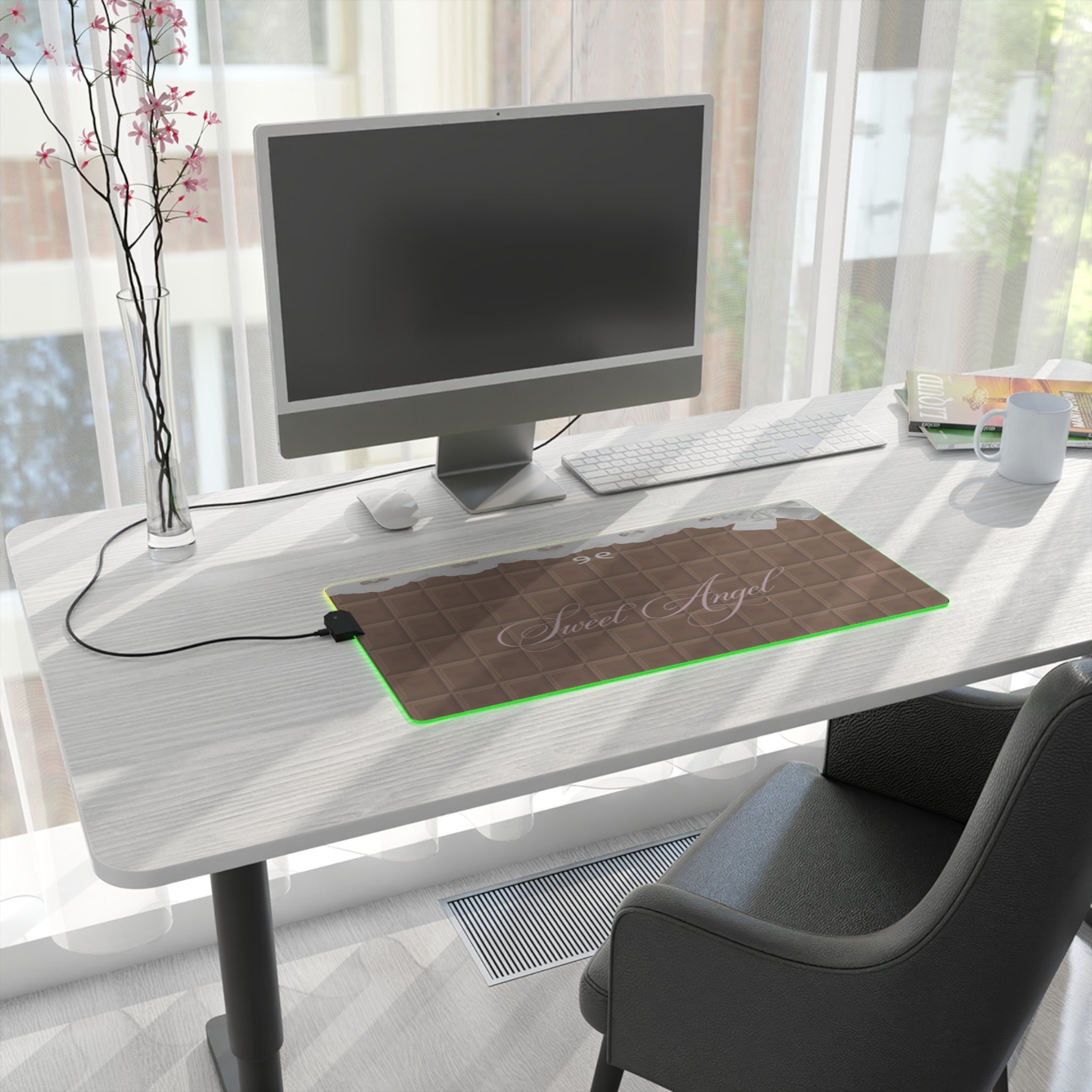 Sweet Angel LED Gaming Mouse Pad — Chocolate Bar Design with RGB Lighting