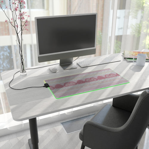 LED Gaming Mouse Pad — Pink Strawberry Kawaii RGB Desk Mat